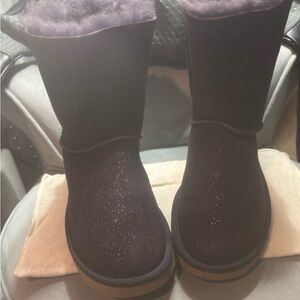 UGG Dark Purple Boots with Shearling and Bows